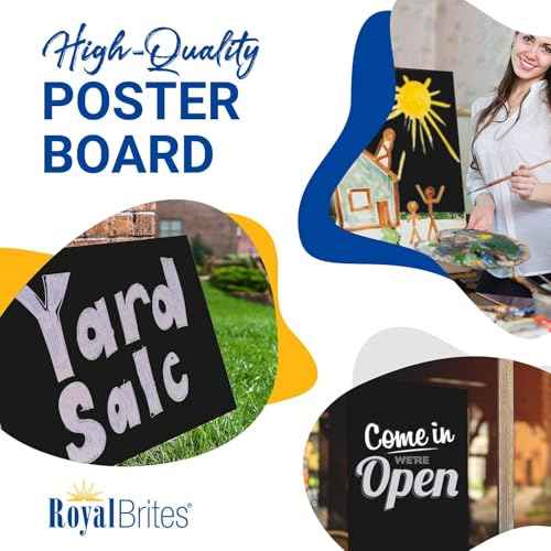 Black Poster Board, Premium 2-Sided 22x28 Poster Board for School Projects, Arts & Crafts, Water & Fade Resistant Posterboard for Signs & Presentations, Large Poster Board 22x28¡±, 24 Count