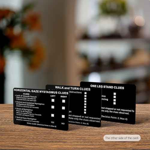 24 PCS/ 8 Set of Metal NHTSA SFST/HGN Checklist Cards, Standardized Field Sobriety Test Instruction Card - Walk and Turn, HGN, One Leg Stand, Law Enforcement, Trooper, DWI, Police Card (8 Set Black)