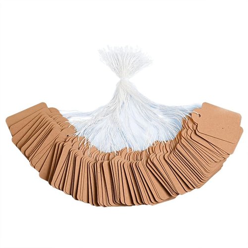 100 Pieces Kraft Price Tags with Elastic Hanging String