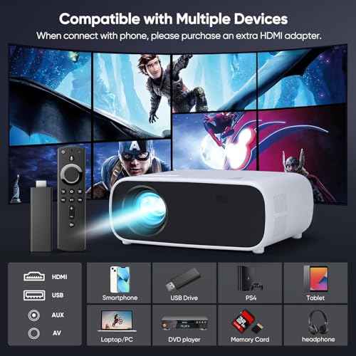 Projector with Wifi and Bluetooth, 200" Projector Full HD 1080P Video Projector, 18000L Movie Projector Compatible with Android/iOS/Laptop/TV Stick/X-Box/HDMI/USB