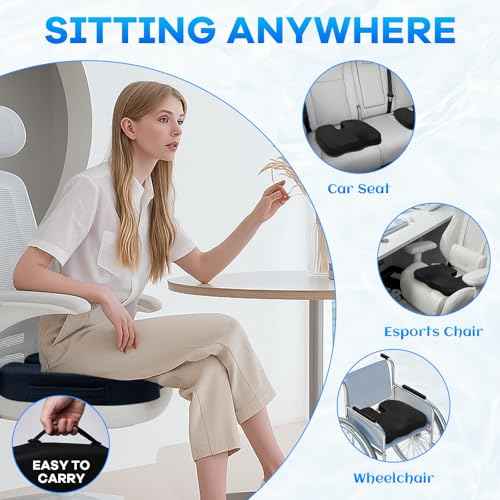 Gel-Infused Seat Cushion & Memory Foam Lumbar Pillow Set,Non-Slip Bottom£¬Breathable Mesh Cover£¬Portable Handle - Ergonomic Support for Office Chair Cushion, Car Seat Cushion and Wheelchair£¬Black