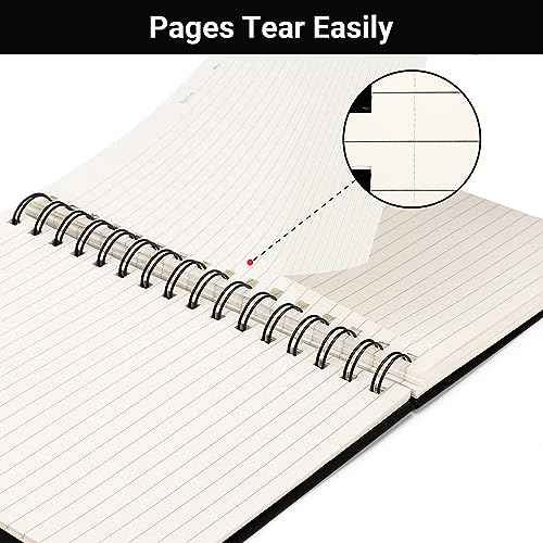 EUSOAR Spiral College Ruled Notebook, 12packs A5 5.5" x 8.3" 160Pages/ 80Sheets, Black Thick Hardcover, Tear-off 100GSM Lined Paper, 1 Subject Notepad for Office Meeting Business School Note Taking