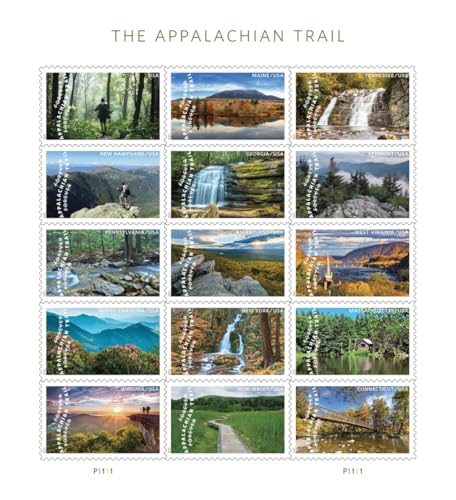 Appalachian Trail 2025 Stamp Sheet of 15 - First-Class Forever Postage