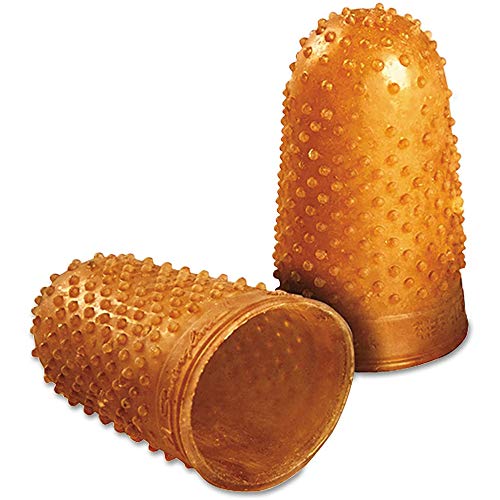 Large Rubber Finger Tips - Size 14 X-Large, Amber, 1 Dozen Set