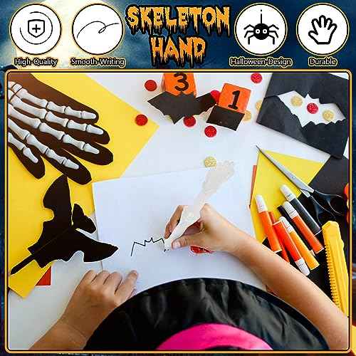 Seajan 120 Pcs Halloween Glow in the Dark Skull Bones Pens Novelty Nursing Pens Creative School Pens for Kids Students Artist School Office Birthday Halloween Party Supplies Black Ink