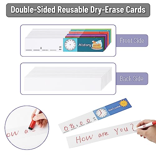 Mr. Pen Daily Schedule Pocket Chart 12.8 x 35 Inches with 13 Reusable Dry-Erase Cards