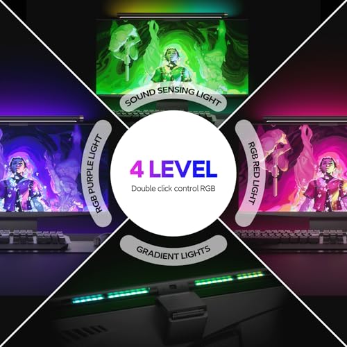 Monitor Light Bar with RGB Backlight, Flat/Curved Screen Bar Reduce Eye Strain Monitor Lamp USB Powered Led Desk Lamp 17.7 inch with Dimming Memory for Desktop Space Saving and Gaming Home Office