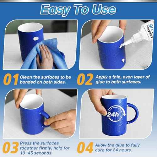 Ceramic Glue Repair Kit, 30g Ceramic Glue for Pottery, Porcelain, Mugs, Dishes, Glass and More, Waterproof & High Temperature Resistant