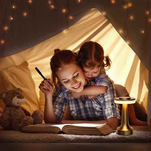 O¡¯Bright Portable LED Table Lamp with Touch Sensor, 3-Levels Brightness, Rechargeable Battery Up to 48 Hours Usage, Night Light for Kids Nursery, Nightstand Lamp, Bedside Lamp (Silver)