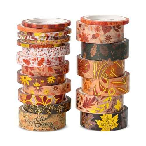 Mr. Pen- Washi Tape Set, 21 Rolls, Autumn Leaves, Decorative Tape, Washi Tapes, Scrapbook Tape, Scrapbook Washi Tape for Journaling, Craft Tape