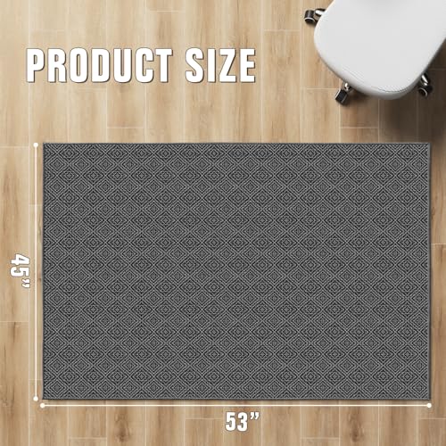 KMAT Office Chair Mat, 45x53in Heavy Duty Hardwood/Tile Floor Protector, Floor Mat Computer Desk Mat for Rolling Chairs, Work, Study, Office, Black