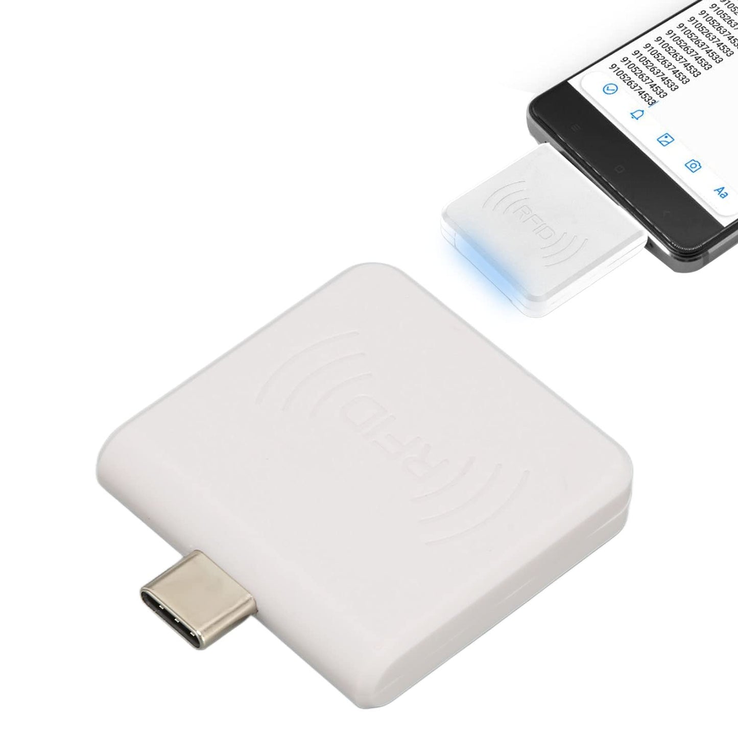 Card Reader, Credit Card Reader Type C Interface ID Mobile Phone Card Reader 125Khz Portable Smart Card Reader (White)
