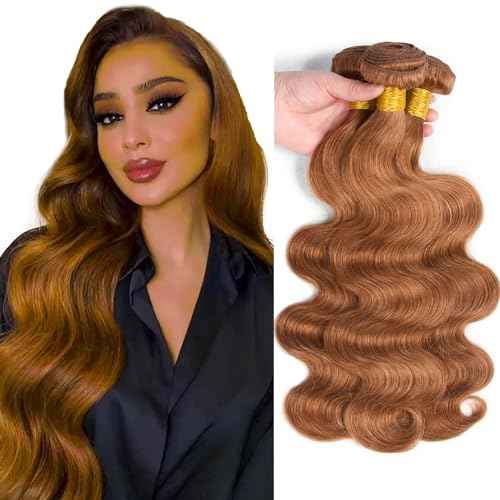 #30 Brown Bundles Human Hair Body Wave Bundles 22 22 22 Inch Light Brown Body Wave Bundle Unprocessed Brazilian Virgin Weave Hair 3 Bundle 50 Gram Per Bundle