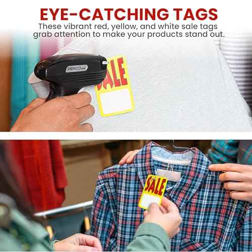 Perco Sale Price Tags Unstrung - Large Red, Yellow & White Retail Labels (5000 Tags)