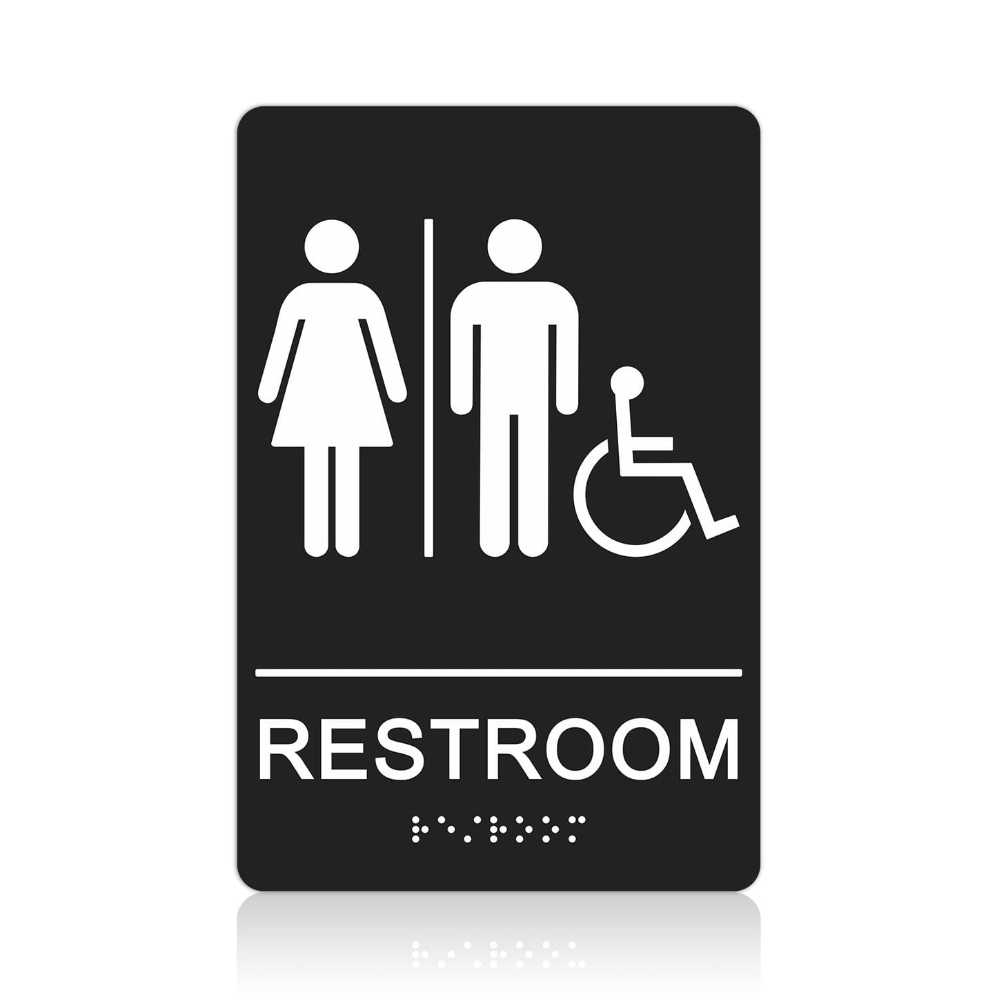 T&R ADA Braille Unisex Bathroom Signs, Restroom Signs - 1 Pack - 9 x 6 Inches Acrylic with Self-Adhesive Tape for Office or Business Bathroom and Toilet Door or Wall Decor