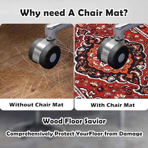 Office Chair Mat, Carpet & Hard Floor, 36" x 48", Red