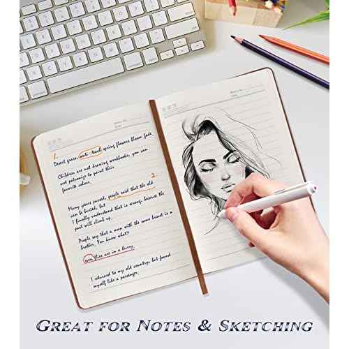 Lined Journal Notebook for Women Men,256 Pages A5 Hardcover Leather Journals for Writing,Travel,Business,Work & School,College Ruled Notebooks for Note Taking,Diary Notepad 5.7"¡¿8.3"(Brown)