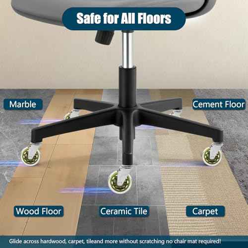 3" Office Chair Wheels Replacement, Roller Blade Wheels - Set of 5, 880LBS Heavy Duty, Noiseless & Rolling Casters (Hardwood/Carpet/Tile), Universal Fit Most Desk & Gaming Chairs, Transparent