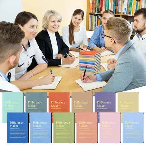 24 Pcs Employee Appreciation Gifts A6 Small Leather Journals Bulk Inspirational Different Maker Notebook Thank You Gift for Women Leadership Coworker Team Staff Christmas (Light Color)