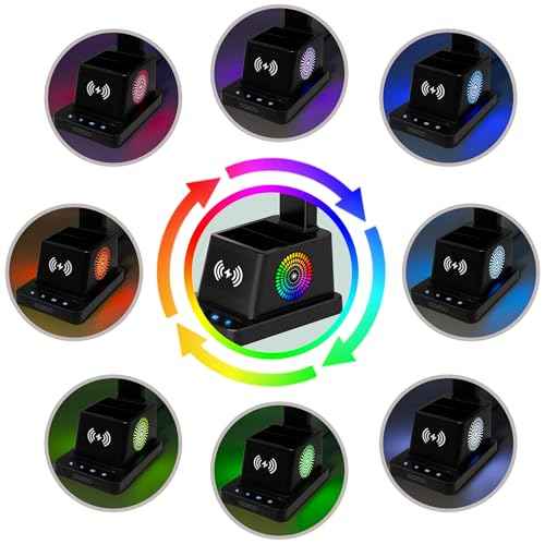 cozoo Desk Lamp,LED Desk Lamps for Home Office,Wireless Charger Small Desk Lamp with Pen Holder,Color Changing Nightlight,12 Lighting Modes,Desk Lamp for College Dorm Room,Desk Light,Nail Desk Lamp