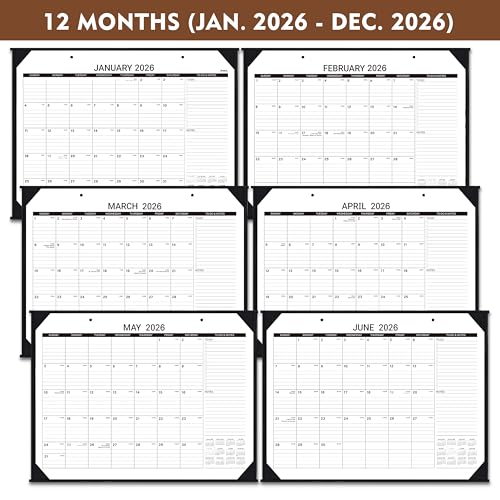 2026 Desk Calendar - Large Desk Calendar 2026, Jan. 2026 - Dec. 2026, 22" x 17", 2026 Calendar, 4 Corner Protectors, 2 Hanging Holes, Holidays, Julian Dates, TO-DO & Notes Section