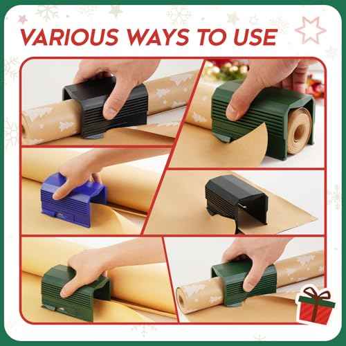 2PC Wrapping Paper Cutter Christmas Paper Roll Cutters Paper Cutter Slider Tool Set Christmas Gift Packing Wrapping Cutting Supplies for Crafting Birthday Gifts Wrap Rolls (2PC Army Green)