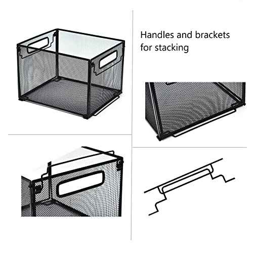SETTFRFE 2 Pack File Organizer,Metal File Crates for Hanging Folders,Hanging Folder Organizer,Letter Size, Black