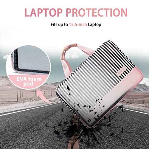 Laptop Bag for Women Computer Bags 15.6 Inch Laptop Case,Water Resistant Canvas Women Briefcase for Work,Business,Travel (Pink)