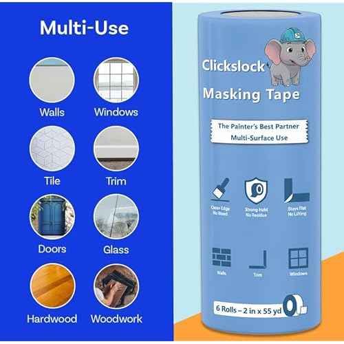 Blue Painters Tape 2 inch Wide (2 Inch x 55 Yards), Multi-Surface Masking Tape for Home Renovation, Clean Removal, No Residue, 6 Rolls