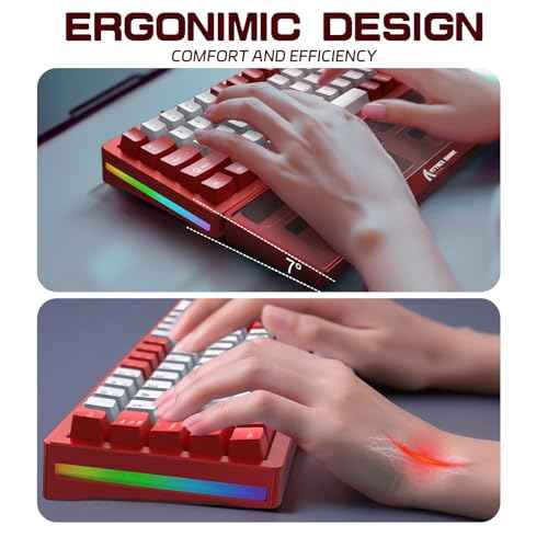 Acrylic Gaming Keyboard Wrist Rest Pad,CNC Process Clear Wrist Rest for Computer Keyboard,Office,PC Gaming,Laptop,Mac,Comfortable,Lightweight,Ergonomic-2 in 1 Red