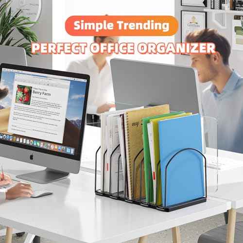 Simple Trending 2 Pack 9 Section Metal File Sorter Organizer for Desk Home Office, Black
