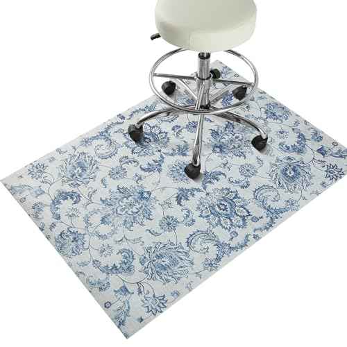 Chair Mat for Hardwood Floor, 36" x 48"Desk Mat for Hard Wood & Tile, Anti-Slip Hard Floor Protector Rolling Chair Mat, Protector for Home Office, Blue Flower