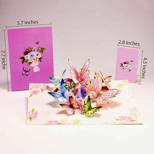 LoveEcho Pop Up Birthday Card, Gold-edged Butterfly Waltz 3D Greeting Card for Birthday, Anniversary, Thank You, Thinking of You, for Women, Wife, Grandma, Daughter, Son, Father, Grandpa, Blue