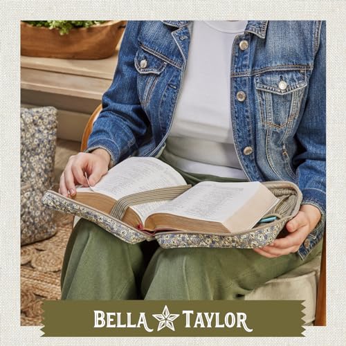 Bella Taylor Quilted Bible Cover Khaki Floral Large - Organizing Study Bible