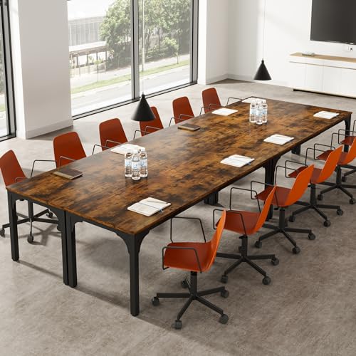 Trggivs 13FT Brown Conference Table Set - 2 Pieces Large Office Meeting Desks