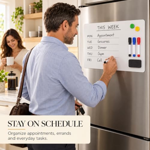 Magnetic Dry Erase Whiteboard 18x24 inches for Fridge – No Adhesive, Includes Magnetic Pins