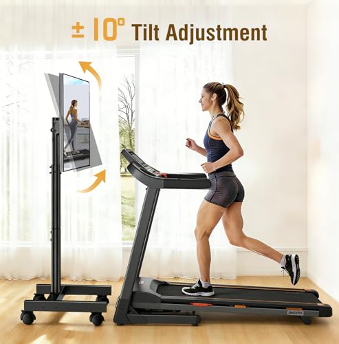 AX WABER 19-50 inch Mobile TV Floor Stand with Tilt, Adjustable Height 37-46.5 in, VESA 75x75-200x200, Holds up to 55 lb AX1007TBM