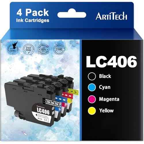 LC406 Ink Cartridges Compatible for Brother LC406 LC406XL Ink Cartridges Work for Brother MFC-J4335DW MFC-J4535DW MFC-J5855DW MFC-J6955DW MFC-J6555DW Ink (4 Pack)