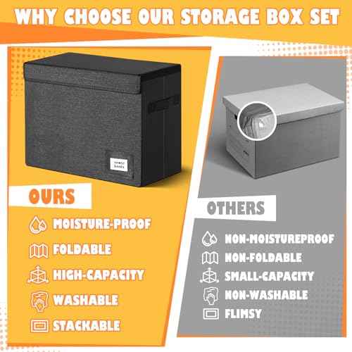 Leffis 4 Pack Comic Book Storage, Collapsible and Stackable Comic Short Box, Moistureproof Comic Box with Lid and Label Slot 15.5" X 7.5" X 11.3" Holds 150 Comics