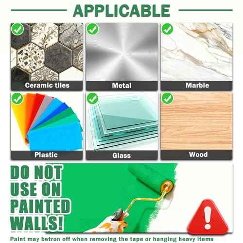 3 Rolls Double Sided Tape Heavy Duty, Extra Strong Nano Tape Double Sided Adhesive Strips, Clear Mounting Tape Removable Two Sided Adhesive Tape for Walls, Posters, Rug, Picture Hanging (Total 30 FT)