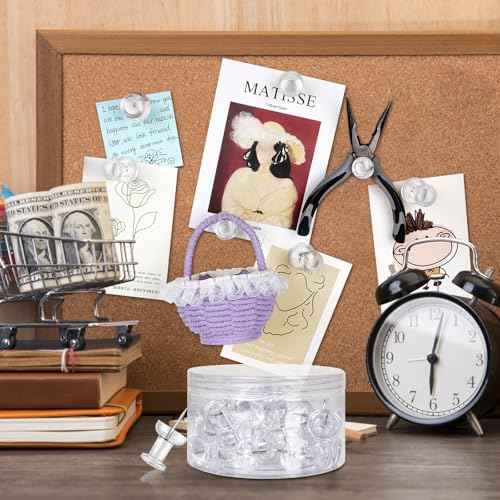 30 PCS Jumbo Push Pins for Bulletin Board, Large Thumb Tacks for Wall, 1.81 Inch, Giant Clear Thumbtacks, Pin Tacks for Cork Board Hanging Maps Photos Posters Calendar, Office School Supplies