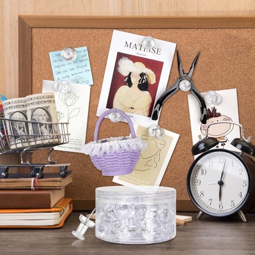 DANRONG 30Pcs Jumbo Push Pins for Bulletin Board - Clear, Large Thumb Tacks, 1.81in