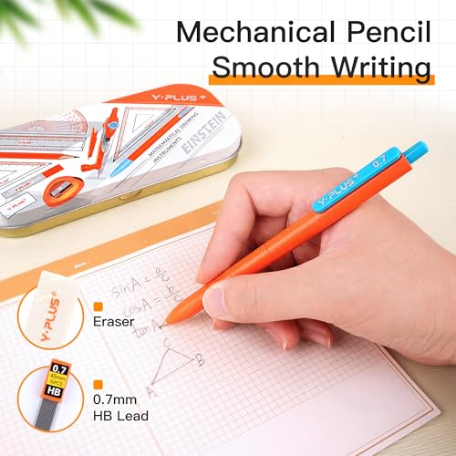 YPLUS 12-Pack Geometry Set with Protractor, Compass, Ruler & Accessories for Students