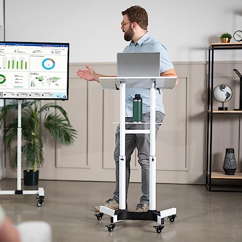 VIVO Height Adjustable Mobile Lectern Podium 40.5–49.3 in, 44 lb