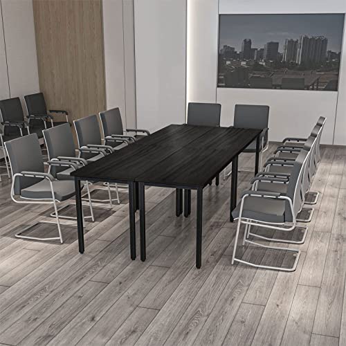 Black Bonzy Home 8ft Conference Tables 2-Piece Office Computer Desk Set for Meeting Room, Study & Work, 94.4"x23.6"x29.5"