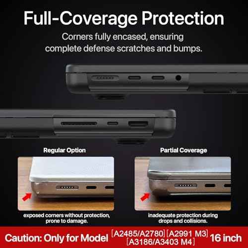 for MacBook Pro 16 inch Case M4 2025 2024-2021 M3 M2 M1 Pro/Max [100% Match Official Color] Protective Hard Case Laptop Cover - Space Black Clear