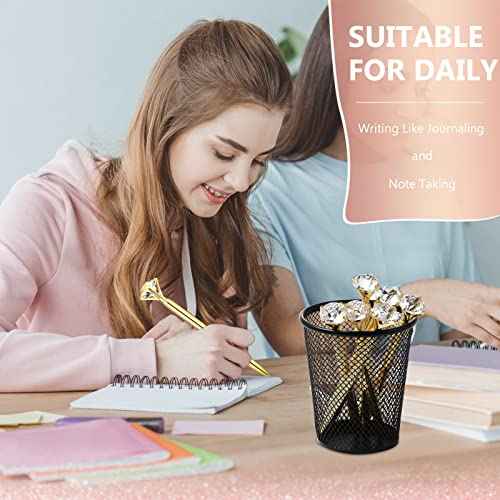 Leinuosen 50 Pcs Bulk Diamond Pens with Crystal Bridal Shower Gifts Metal Bling Ballpoint Pens with Black Ink for Bridal Shower Wedding Party Office School(Gold)