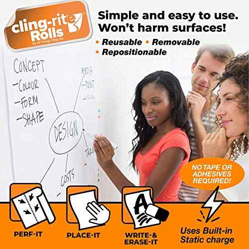New Format-Backpacker Cling-rite Rolls Clingers Dry Erase Portable Whiteboard - 50" Roll, 12" You can Trim to Any Length. Reusable for School Office Decor, Kids Art & Craft Projects - American Made