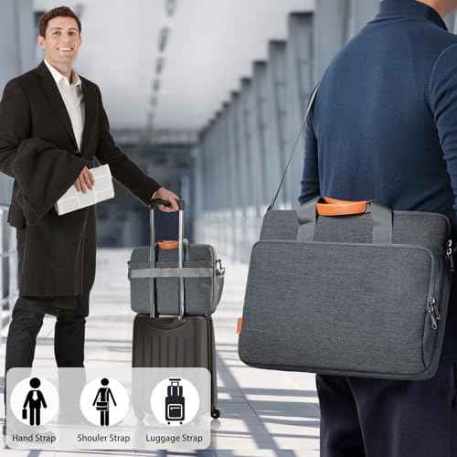 15 15.6 16 inch Laptop Computer PC Shoulder Bag Carrying Case, Water-Repellent Fabric Briefcase, Lightweight Toploader, Business Casual or School