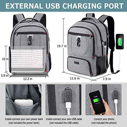 Lunch Backpack, Insulated Cooler Lunch Bag Backpack, Large Travel 17.3 Laptop Back Pack Sturdy Computer College School Bookbag for Women Men for Men Women Work Hiking Picnic